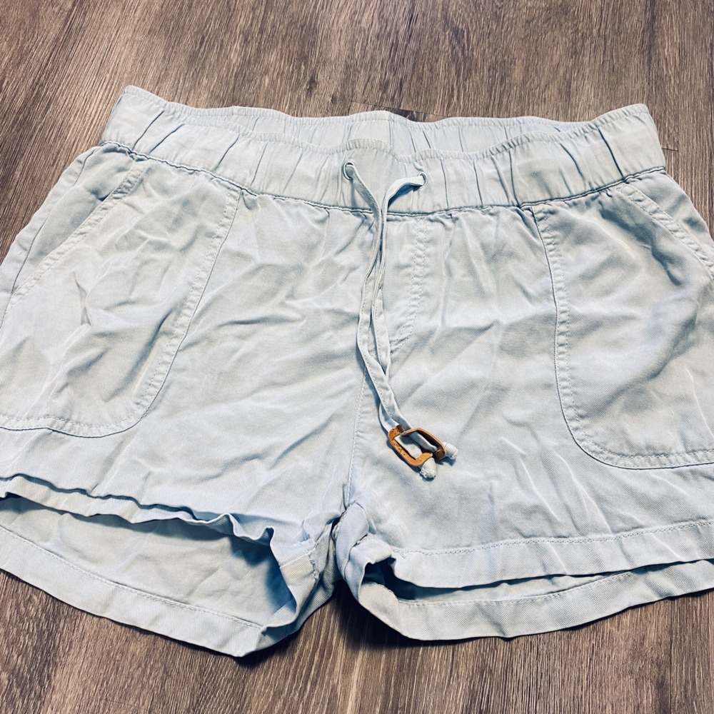 tentree Women Light Blue Tencel Lyocell Drawstring Elastic Waist Shorts Size M